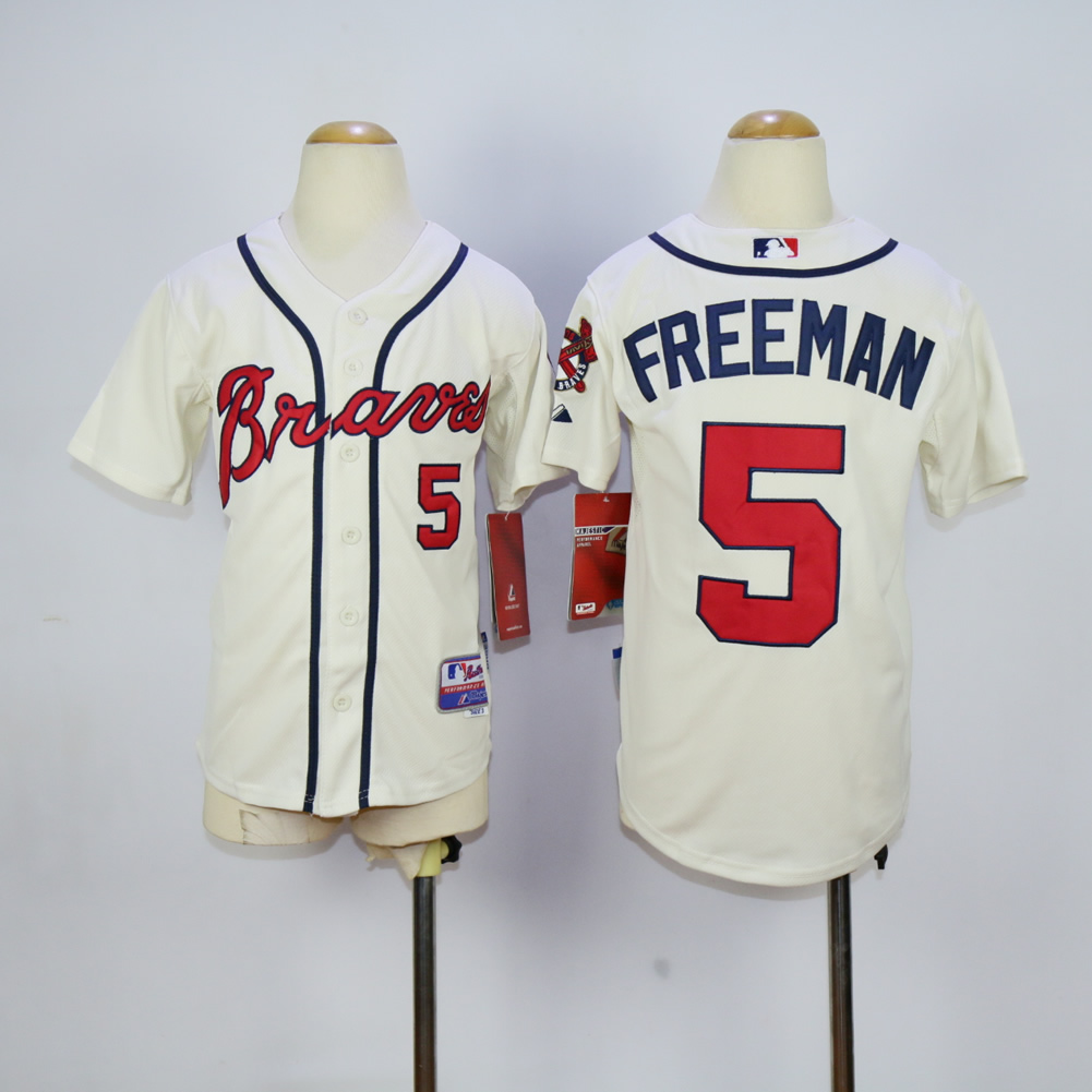 Youth Atlanta Braves #5 Freeman Cream MLB Jerseys